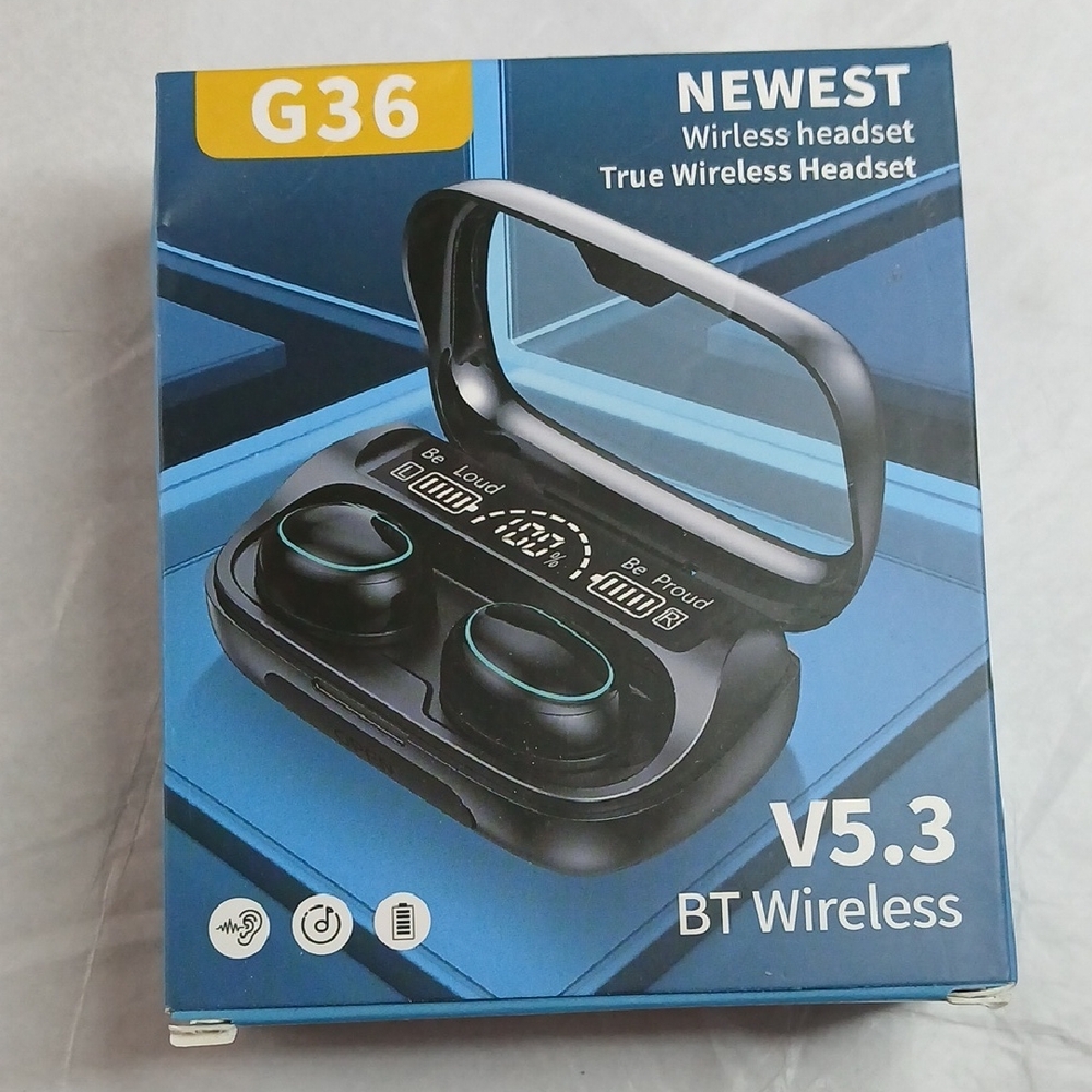 G36 True Wireless Earbud Headset V5.3 -Black W/ LED Display